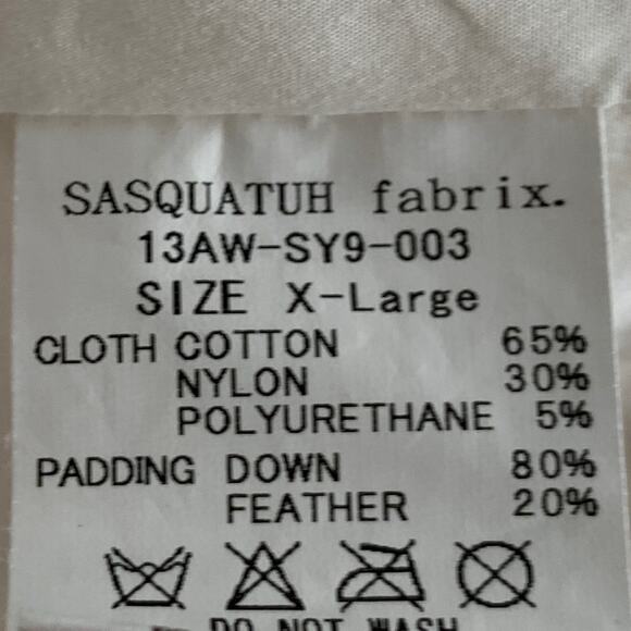 SASQUATCHfabrix Size XL Off White Quilted Cotton Blend Jacket - Picture 5 of 8